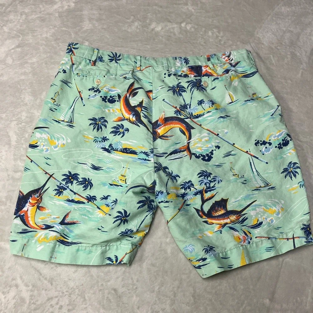 Polo Ralph Lauren Shorts Classic Fit Marlin Fishing Linen Blend Mens 40